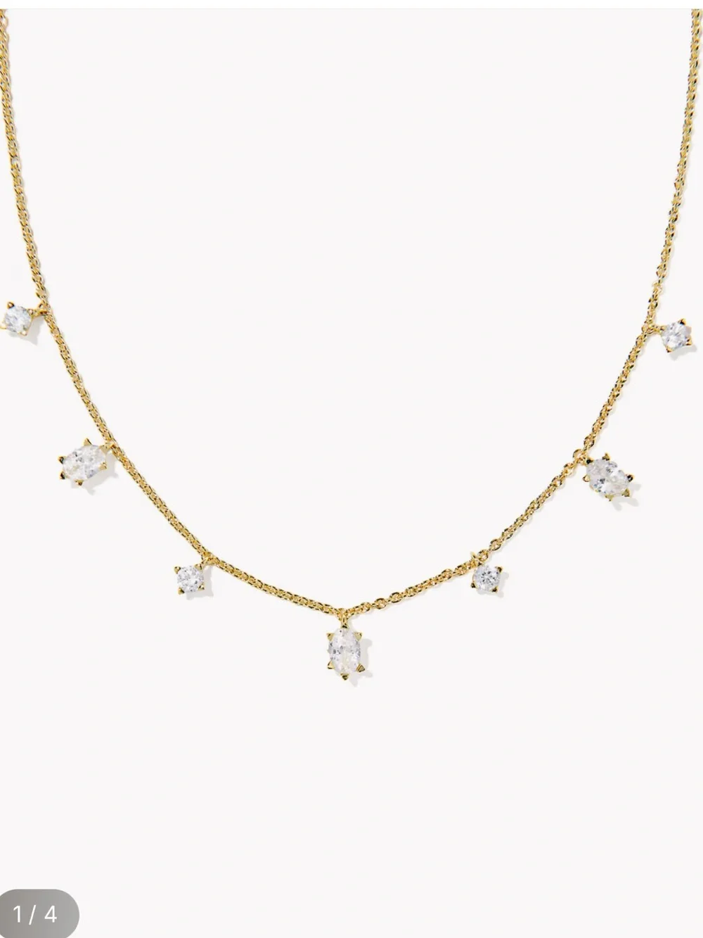 Kendra Scott | 7-Stone Caitlin Gold Plated Necklace | Clear Stone Charms - Picture 2 of 4